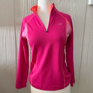 Champion Semi Fitted 1/4 Zip Girls Duo Dry Pink Long Sleeve Jacket Size Large